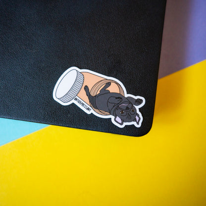 Antidepressant Dog 3" Sticker - Black Pug