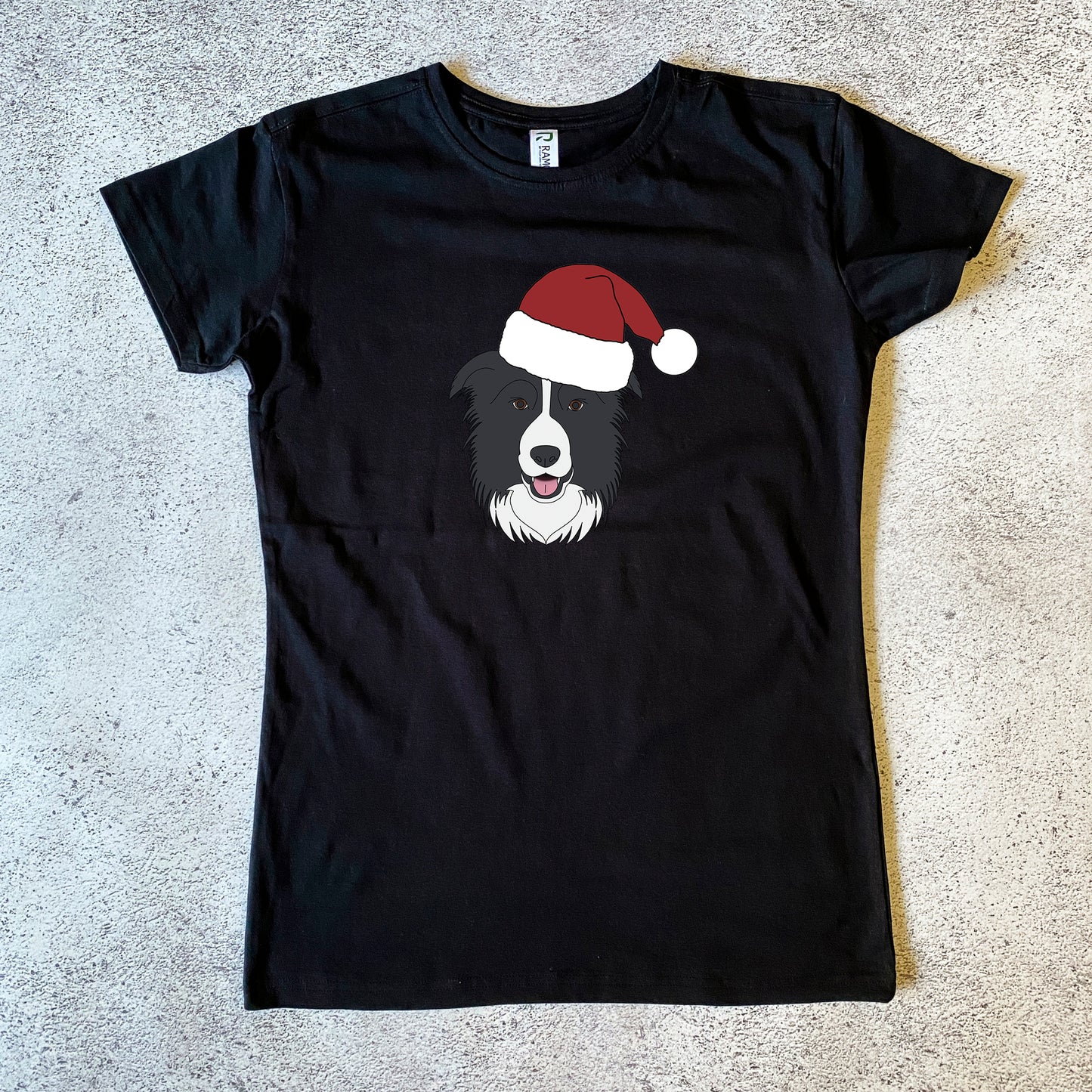 Black Border Collie Christmas Women's T-Shirt