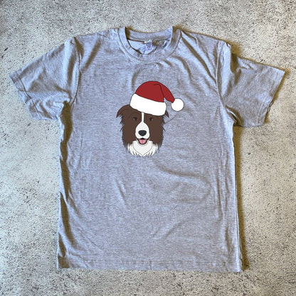 Brown Border Collie Christmas Unisex T-Shirt
