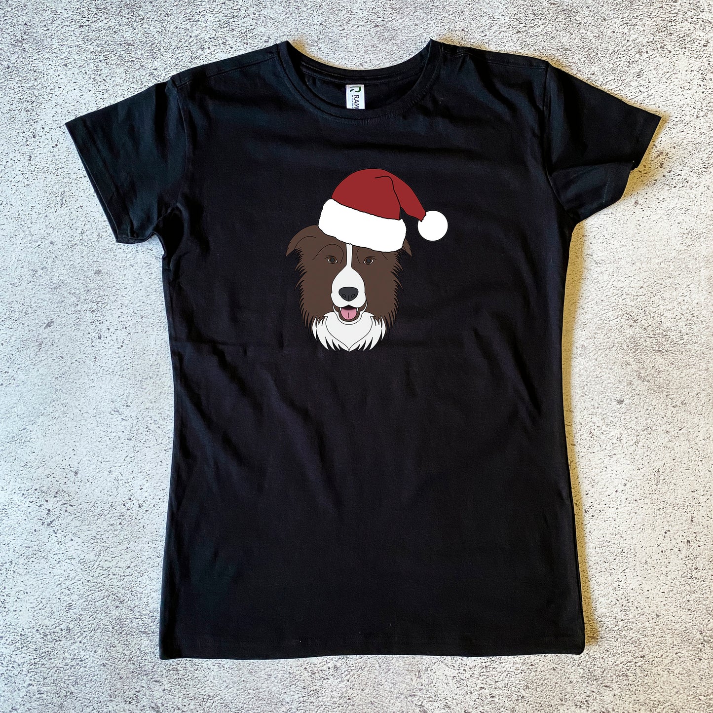 Brown Border Collie Christmas Women's T-Shirt