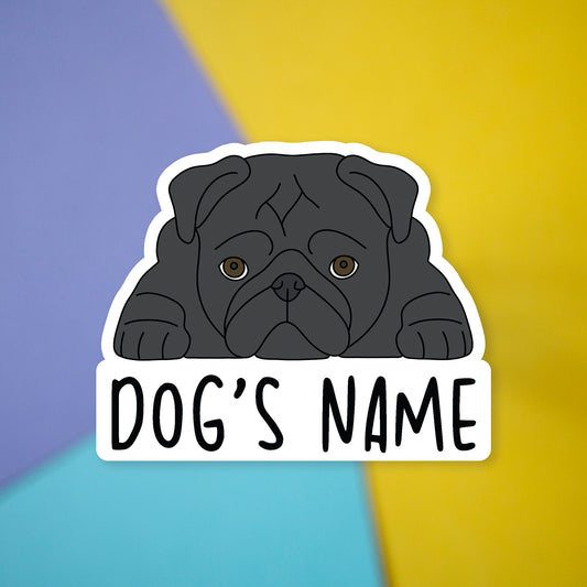 Personalised Black Pug Car Sticker - 3"