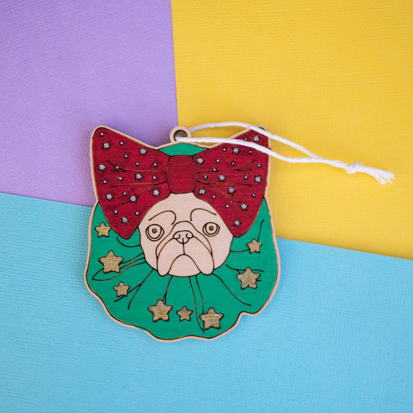 Wreath Pug Christmas Decoration