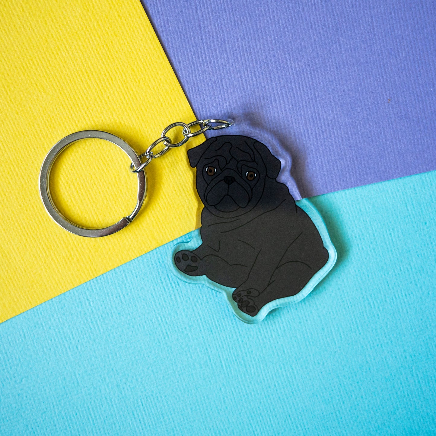 Black Chubby Pug Keychain