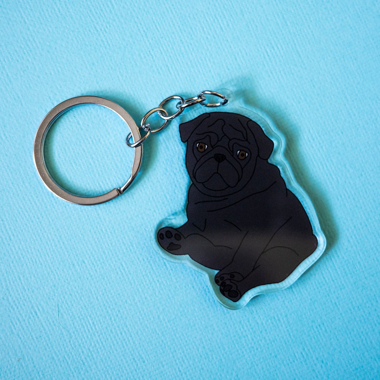Black Chubby Pug Keychain