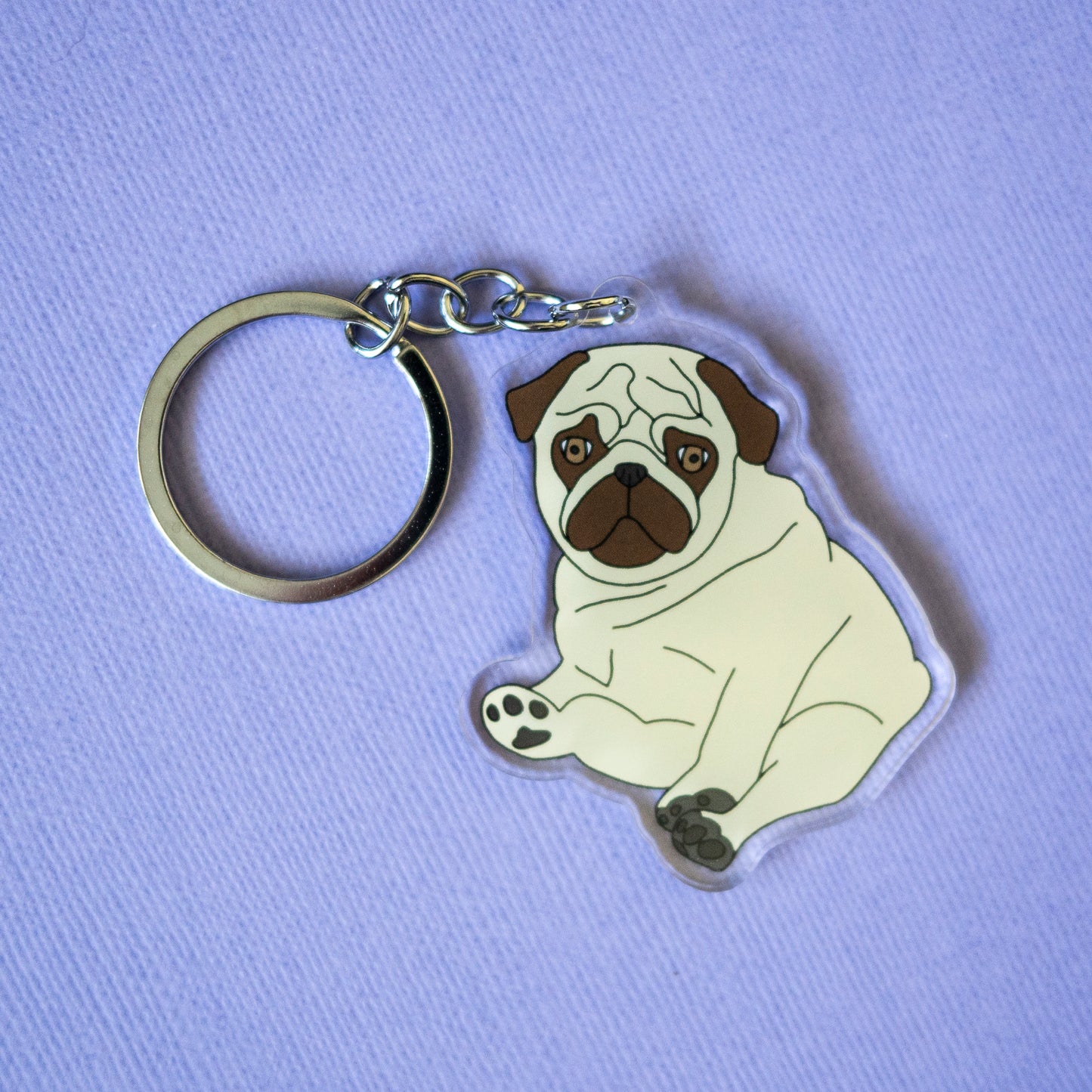 Fawn Chubby Pug Keychain