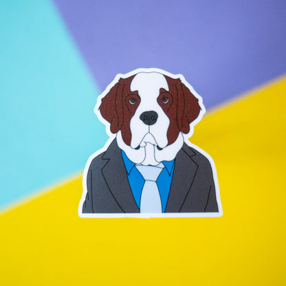 Dapper Dog 3" Sticker - Saint Bernard