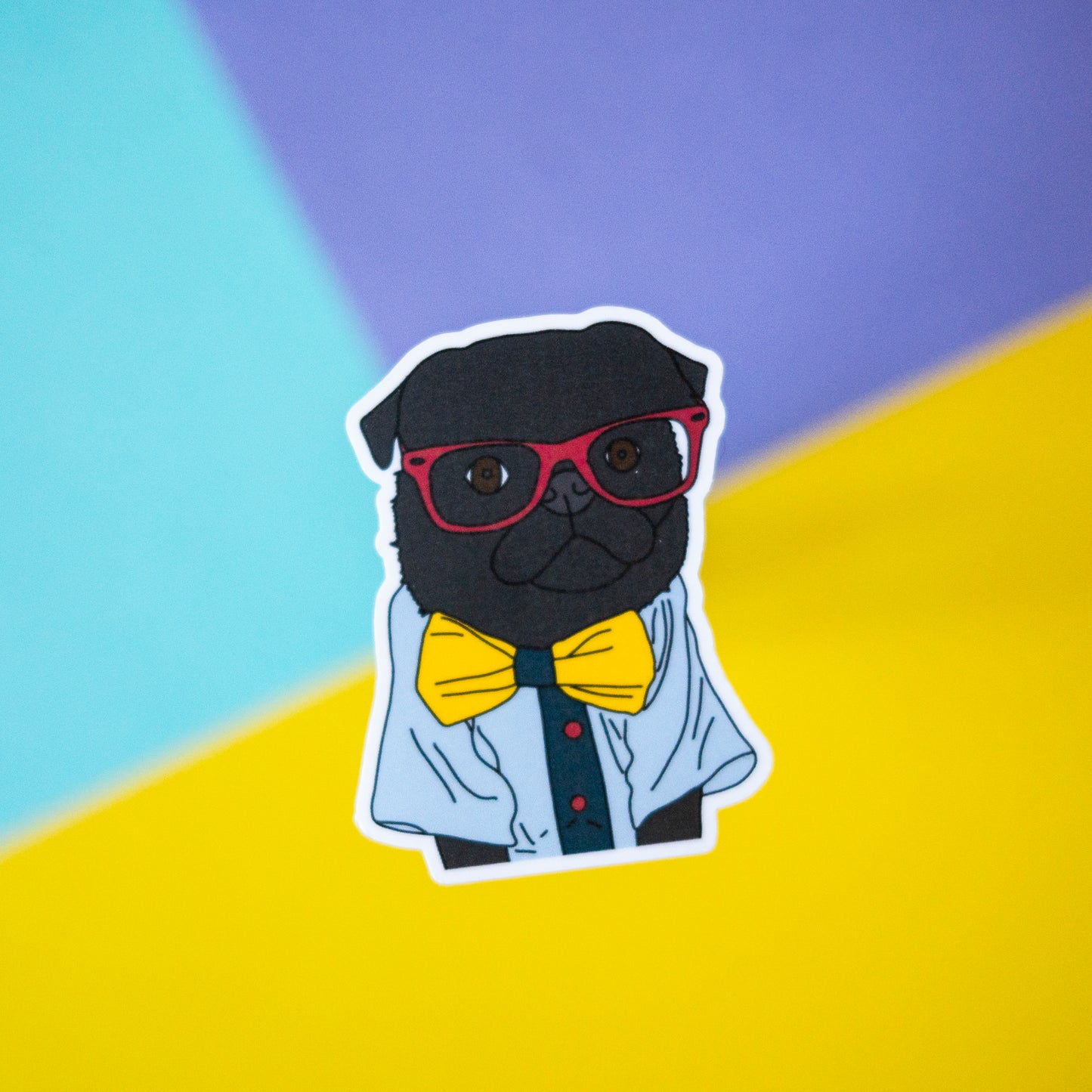 Dapper Dog 3" Sticker - Black Pug