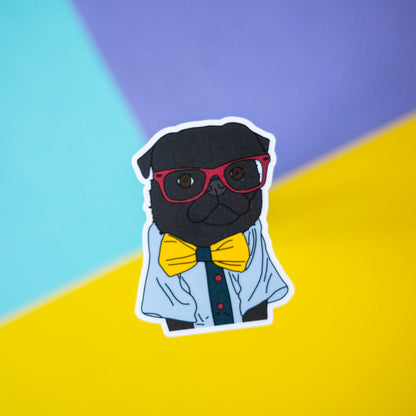 Dapper Dog 3" Sticker - Black Pug