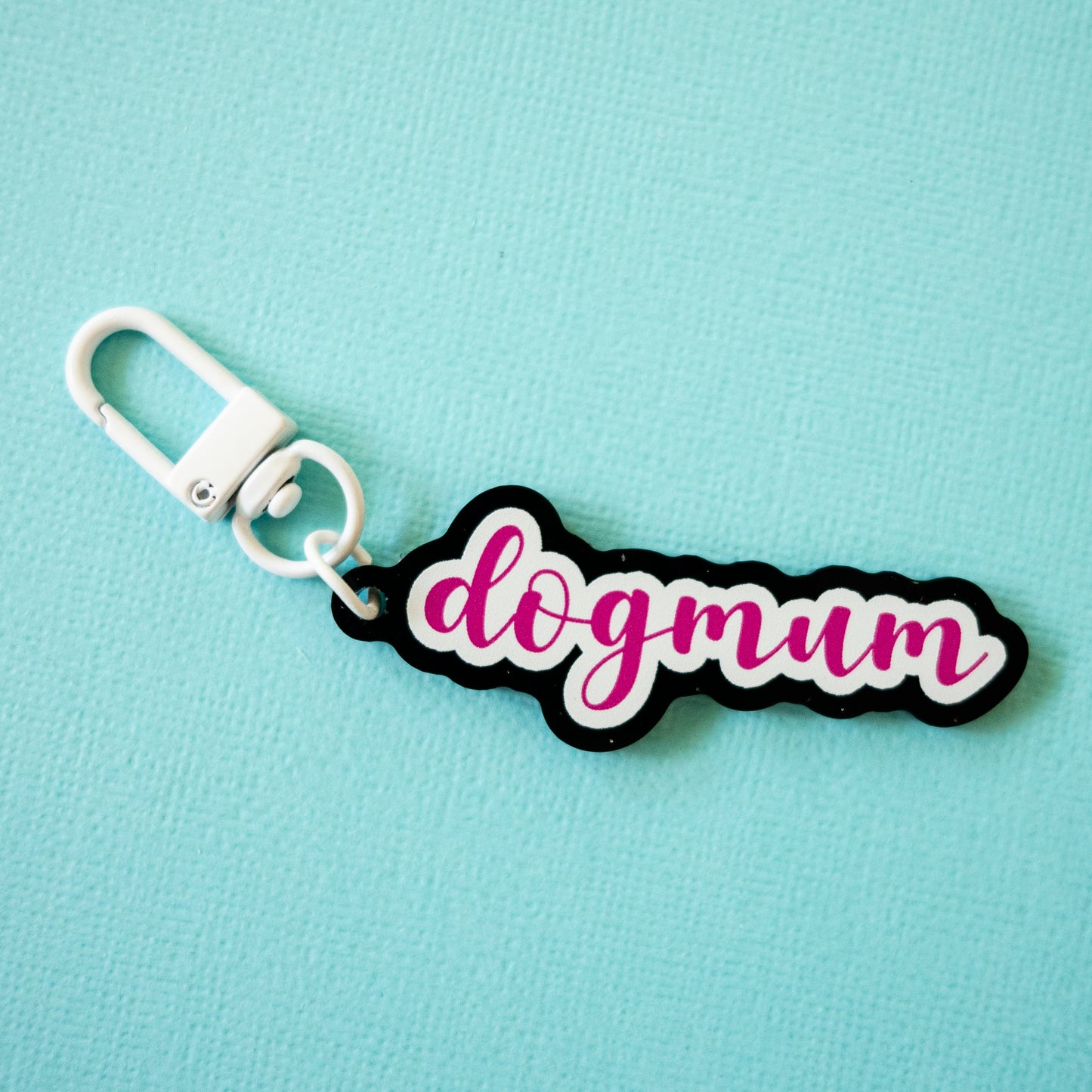 Dog Mum Keychain - Pink, Black & White