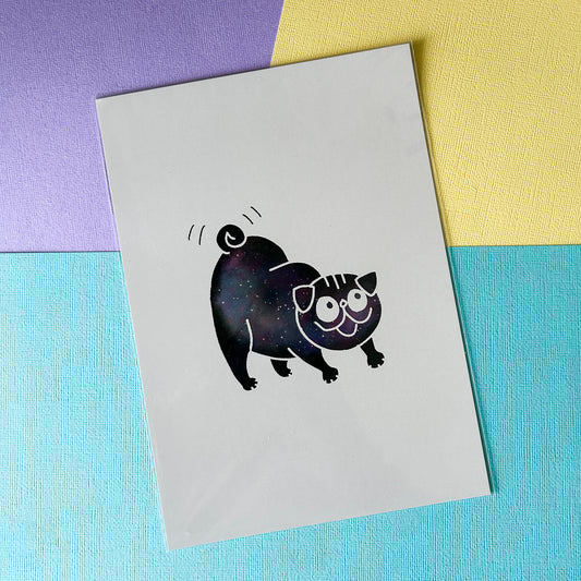 Limited Edition: Cosmic Downward Pug Art Print
