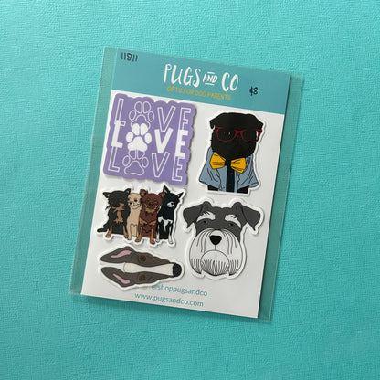 Mixed Dog 2" Sticker Set of 5 - RANDOM