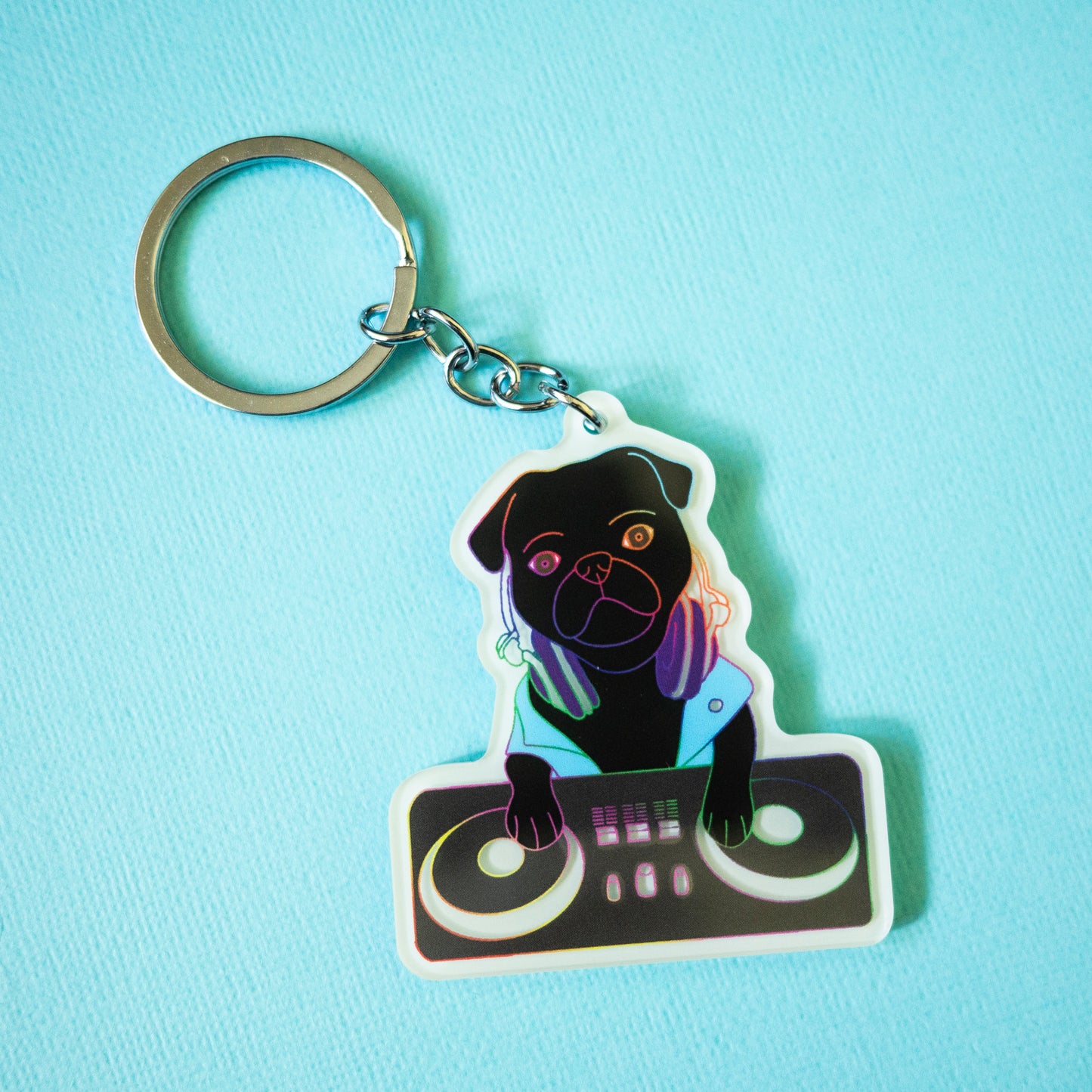 DJ Pug Keychain - Glow in the Dark