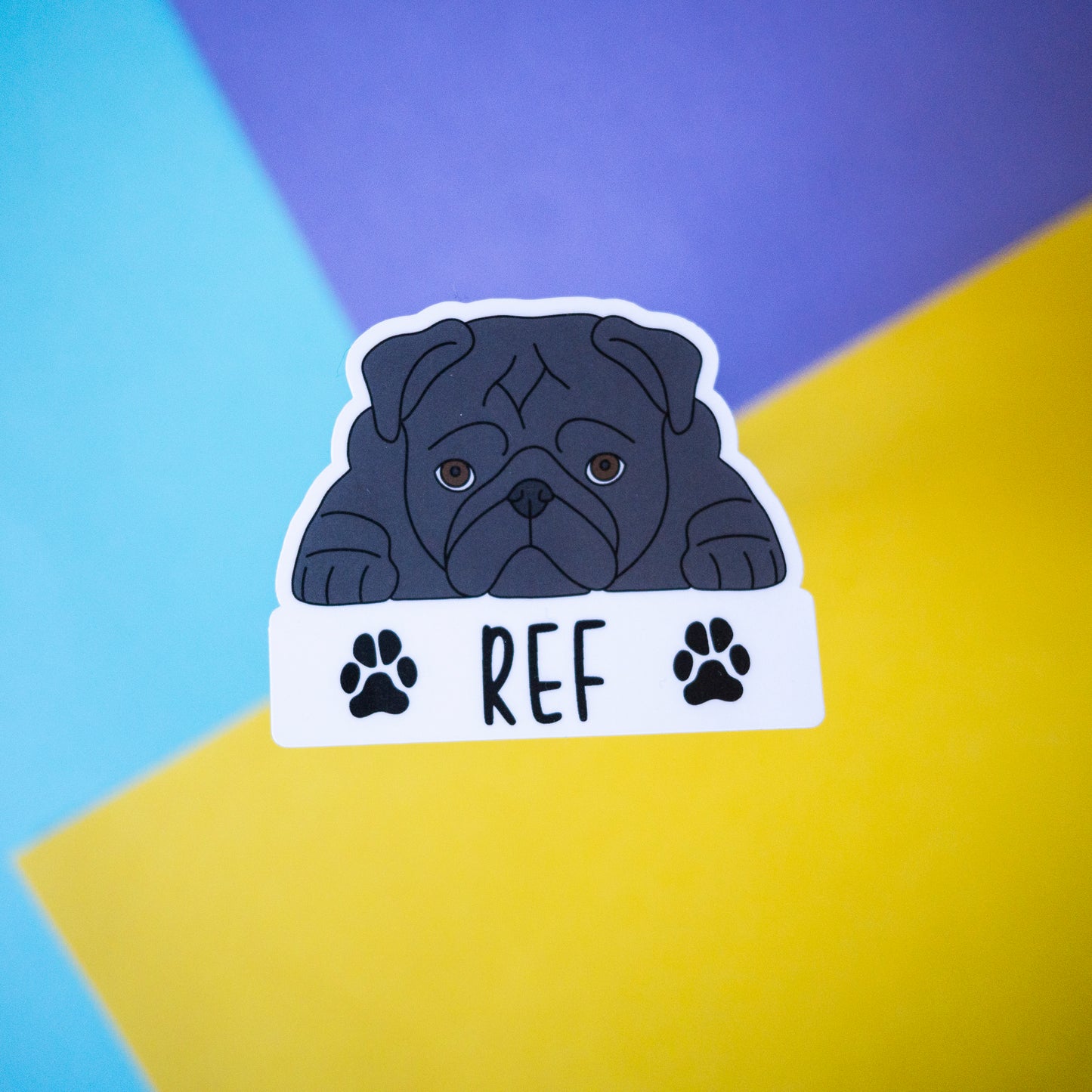 Personalised Black Pug Car Sticker - 3"
