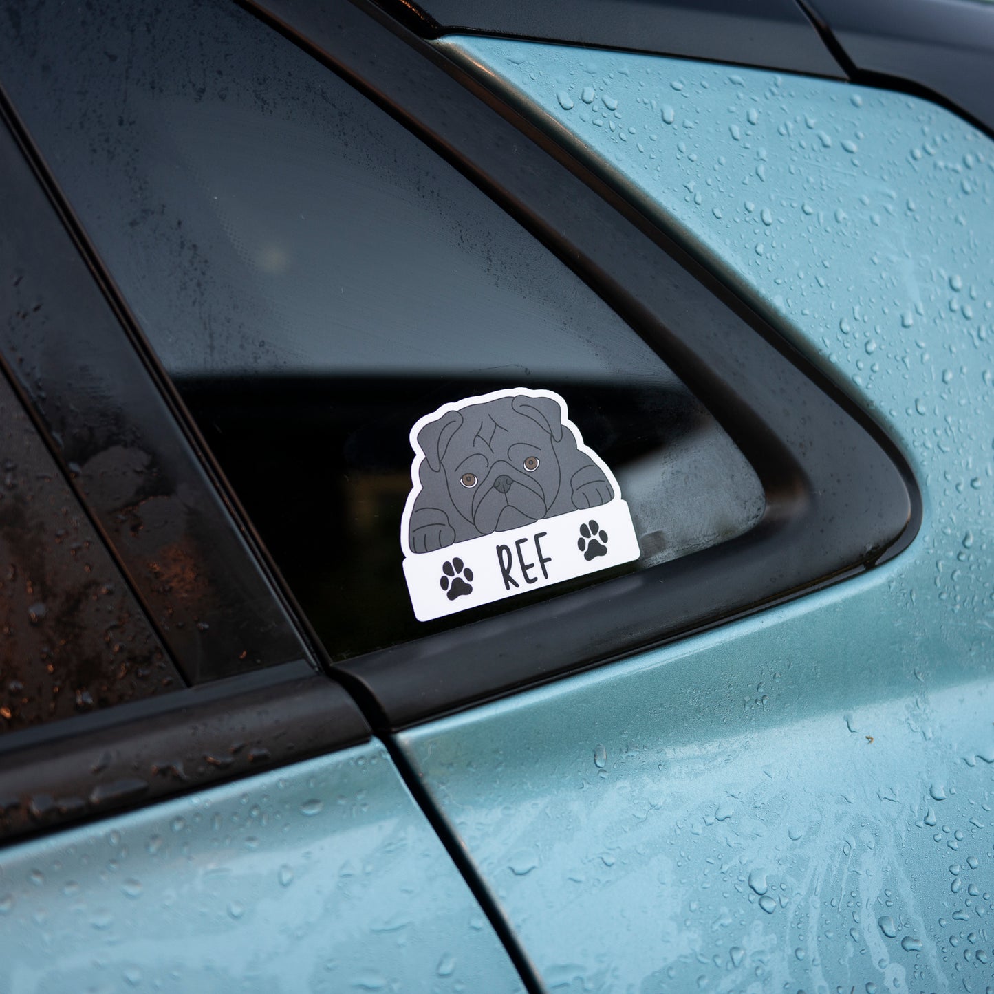 Personalised Black Pug Car Sticker - 3"