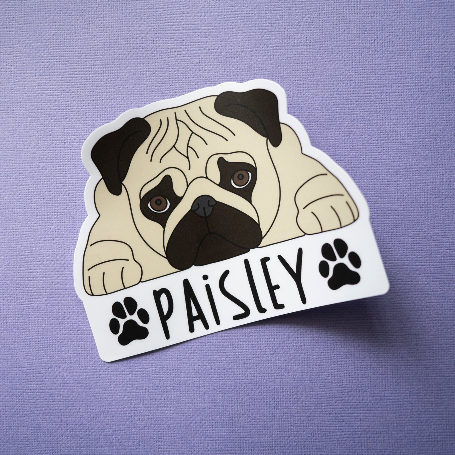 Personalised Fawn Pug Car Sticker - 5"