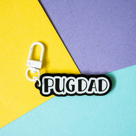 Pug Dad Keychain - Black & White