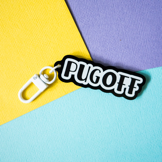 Pug Off Keychain - Black & White