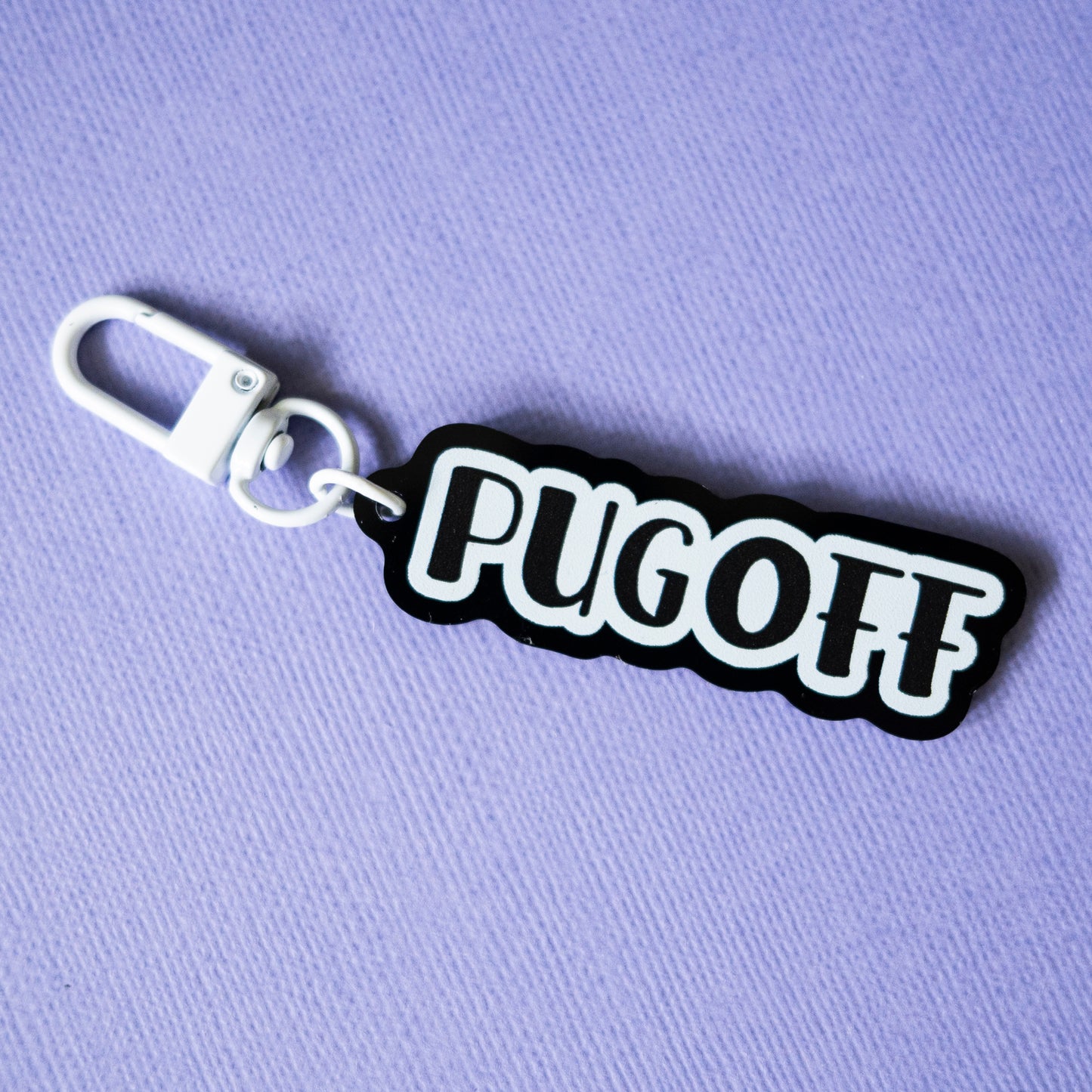 Pug Off Keychain - Black & White