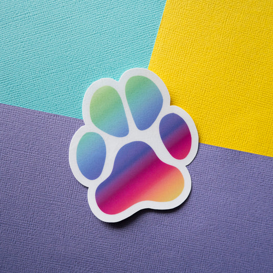 Rainbow Paw Print 5" Sticker