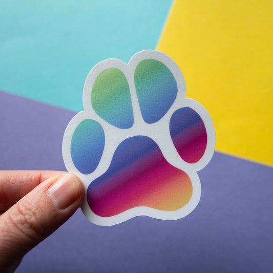 Rainbow Paw Print 3" Sticker