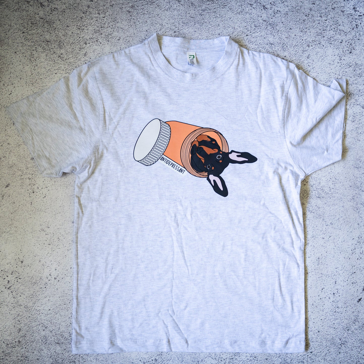 SAMPLE: Antidepressant Black/Tan Dachshund Unisex T-shirt - S