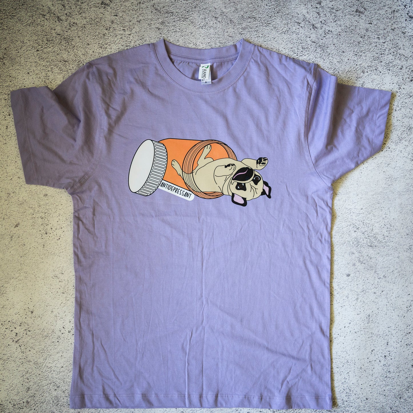 SAMPLE: Antidepressant Fawn Pug Unisex T-shirt - S