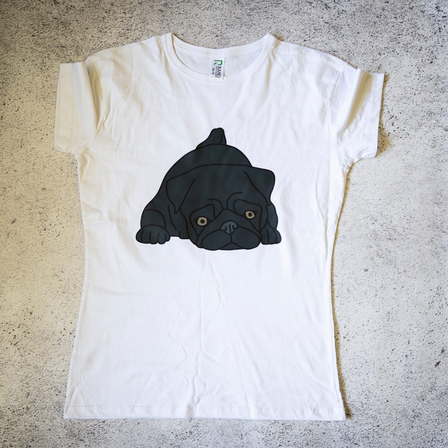 SAMPLE: Cute Black Pug Women's T-shirt - 18