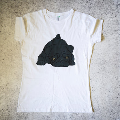 SAMPLE: Cute Black Pug Women's T-shirt - 18