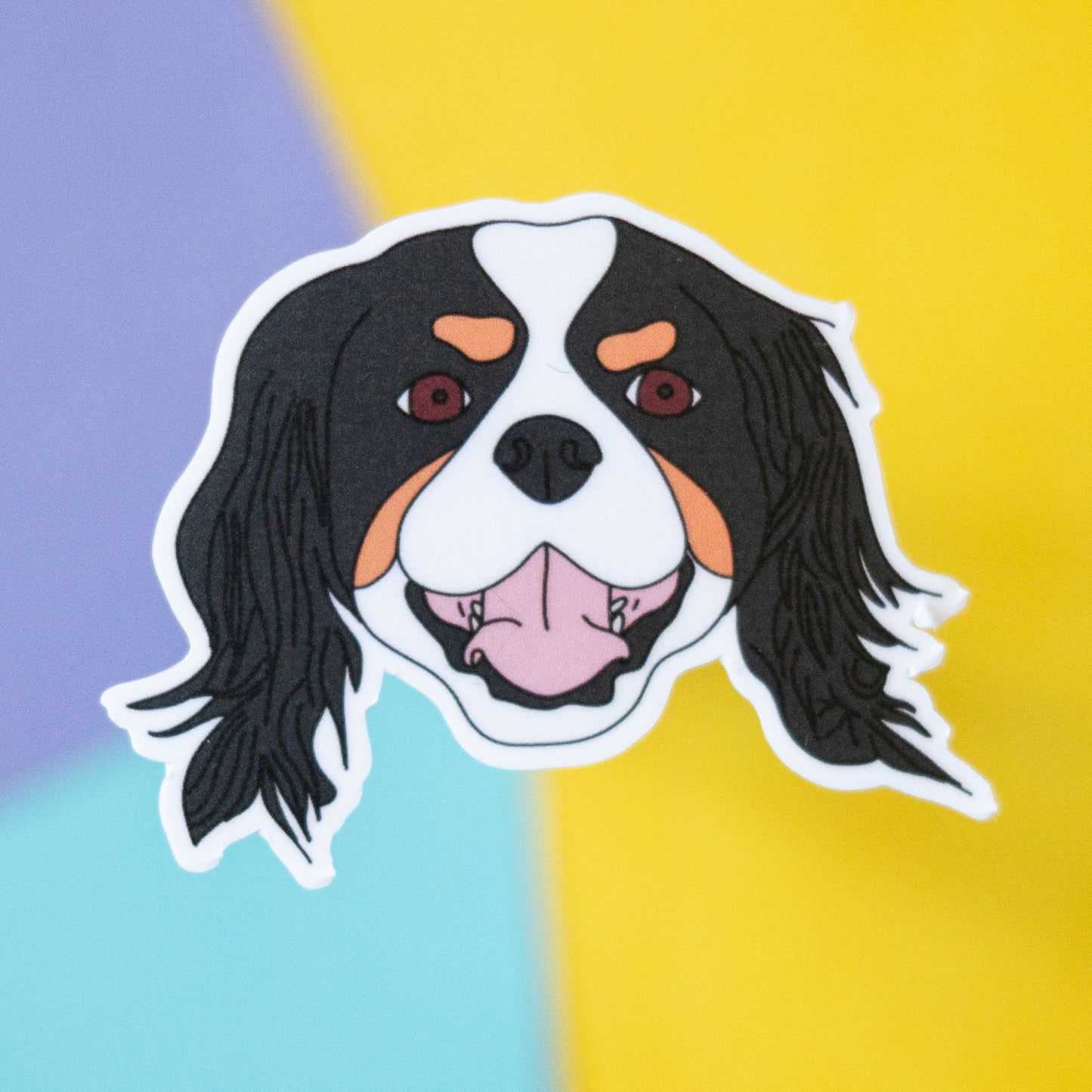 King Charles Cavalier 7" Sticker - Tri-colour