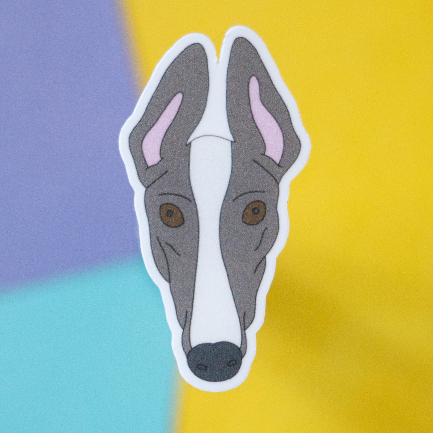 Greyhound 5" Sticker - Grey & White