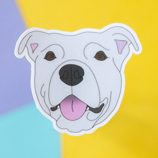 Staffy 7" Sticker - White