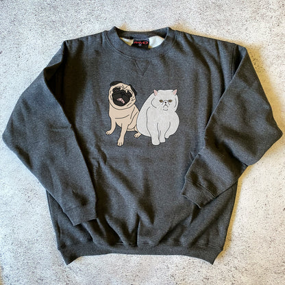 Custom Pet Portrait Sweatshirt - Two Pets