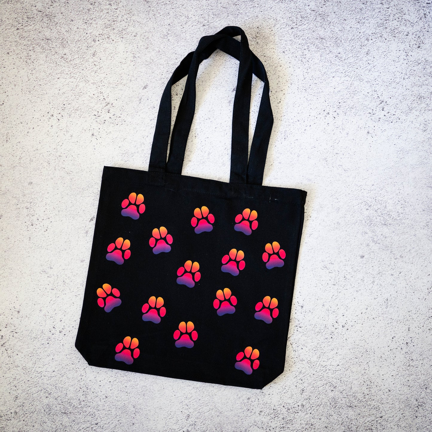 Sunset Paw Print Canvas Tote Bag