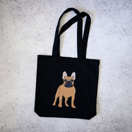 Tan French Bulldog Canvas Tote Bag