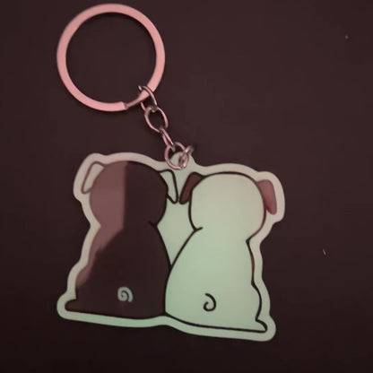 Pug Butts Keychain - Glow in the Dark