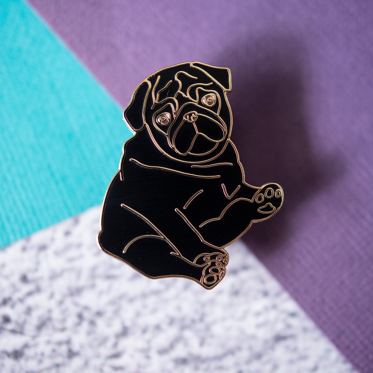 Black Chubby Pug Enamel Pin