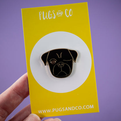 Black Pirate Pug Enamel Pin