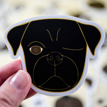 Black Pirate Pug Sticker