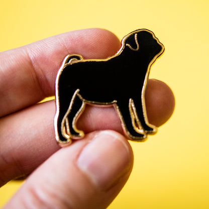 Black Pug Silhouette Enamel Pin