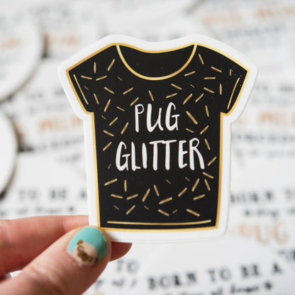 Fawn Pug Glitter Sticker