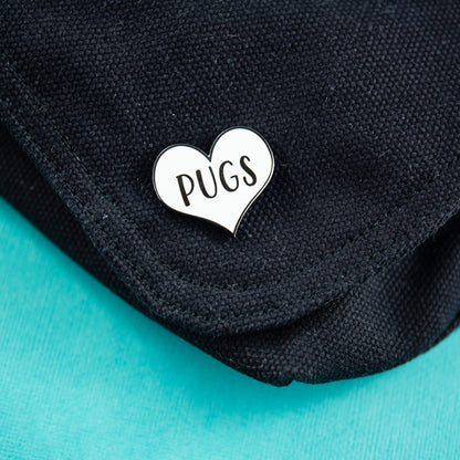 Pug Heart White Enamel Pin
