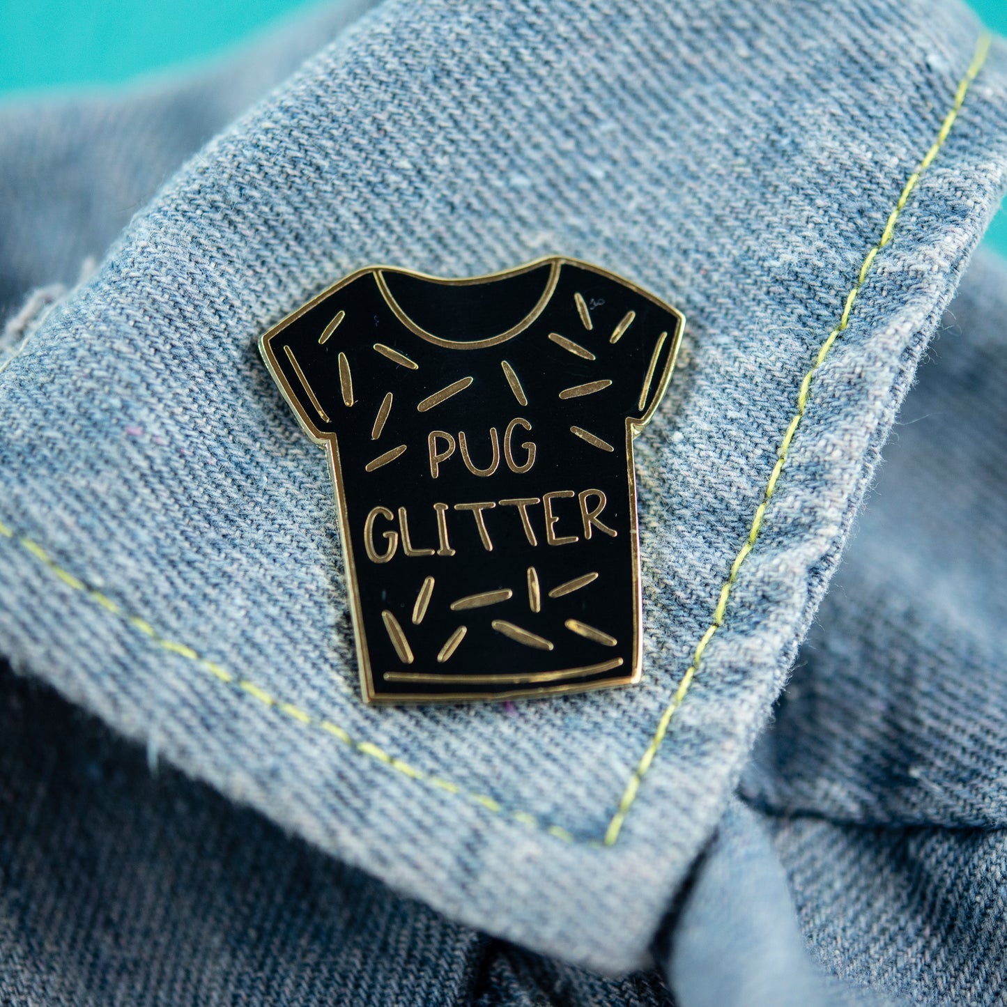 Fawn Pug Glitter Enamel Pin