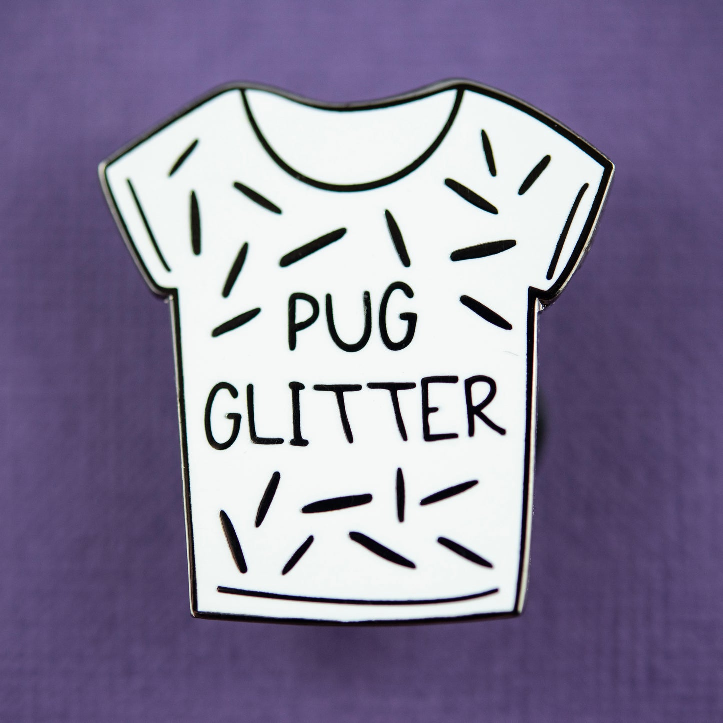 Black Pug Glitter Enamel Pin