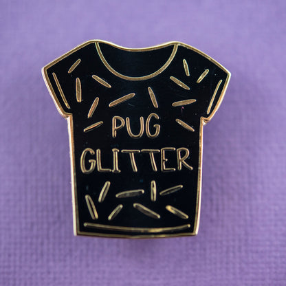Fawn Pug Glitter Enamel Pin