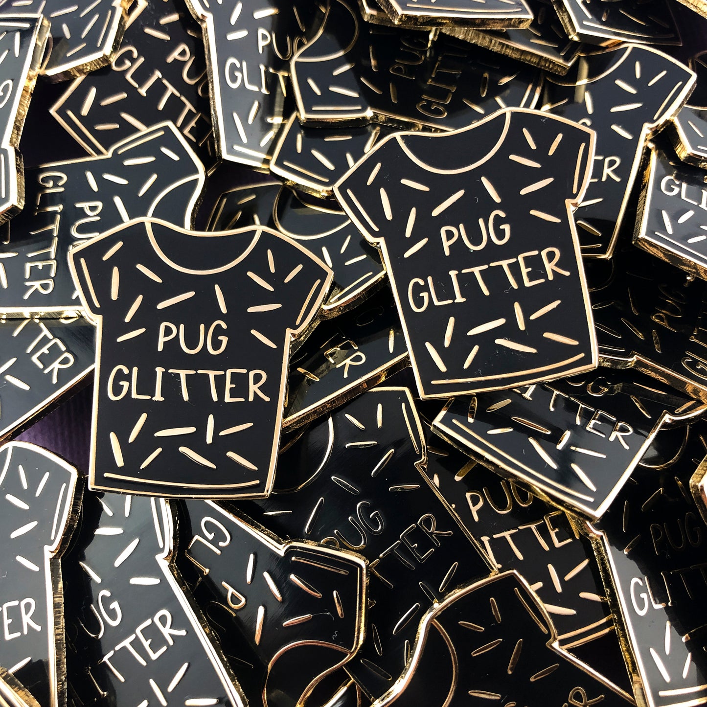 Fawn Pug Glitter Enamel Pin