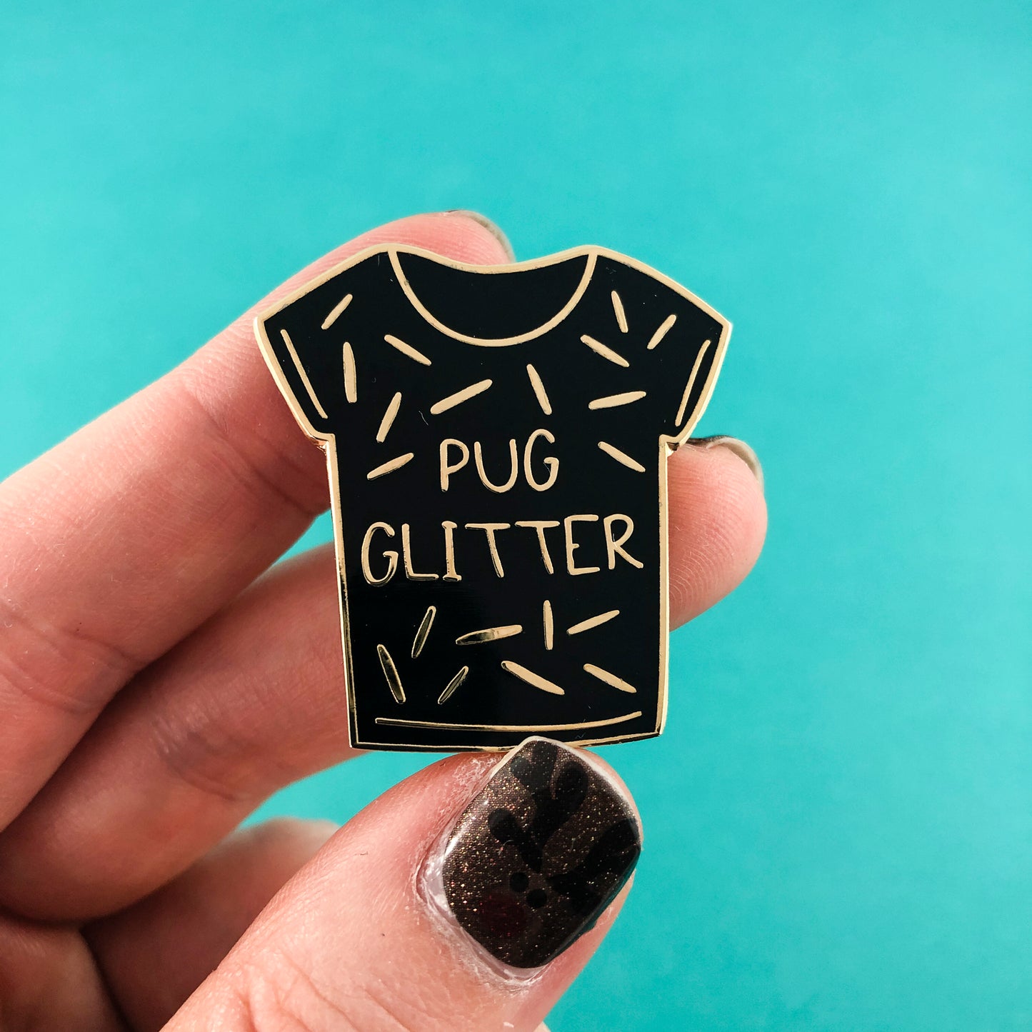 Fawn Pug Glitter Enamel Pin