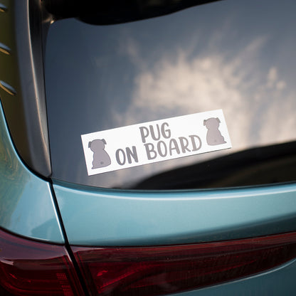Black Pug on Board Bumper Sticker