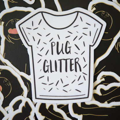 Black Pug Glitter Sticker