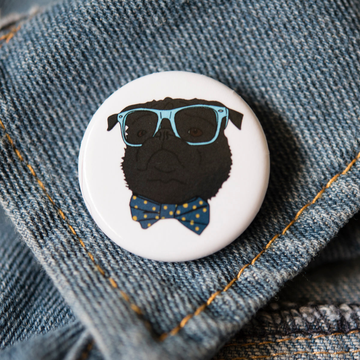 Dapper Black Pug Badge