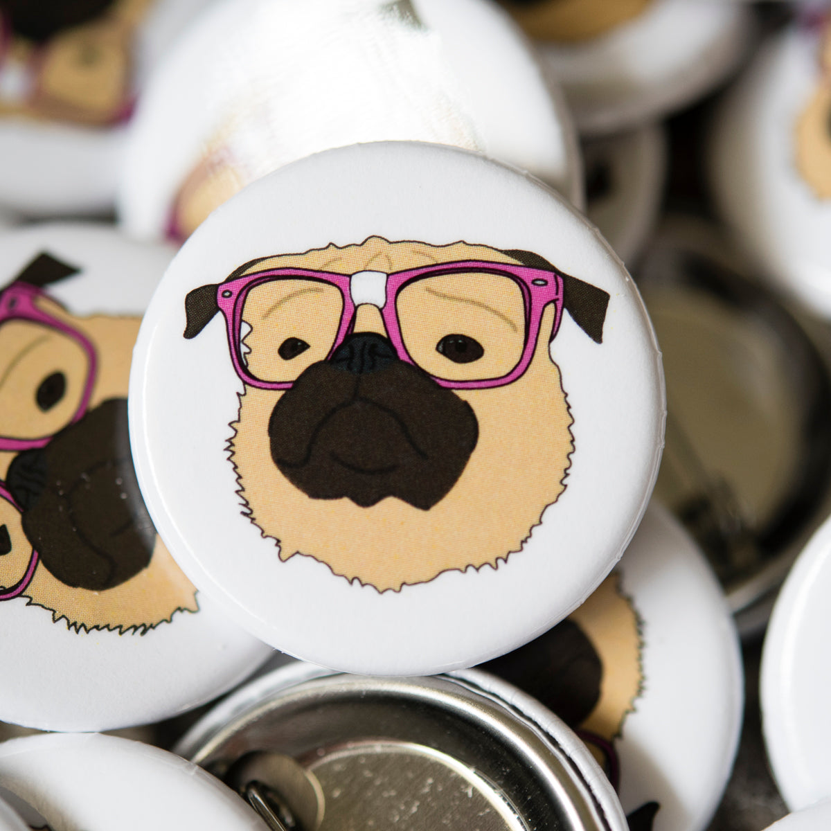 Nerdy Fawn Pug Badge